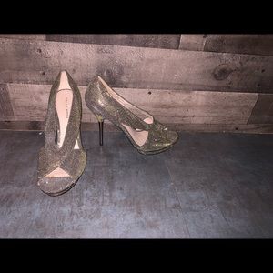 Gold platform heels